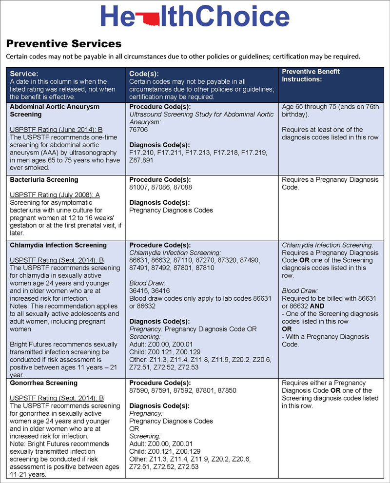 HealthChoicePreventiveServices