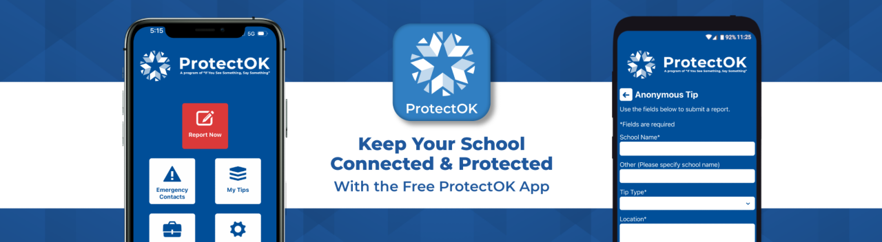 Screenshots of ProtectOk App on iPhone.