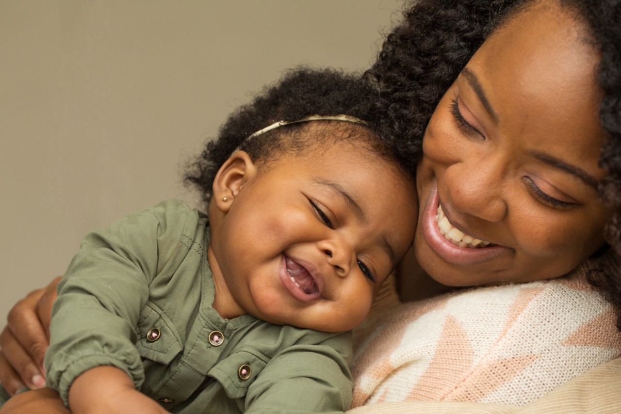 African American mother and daughter.