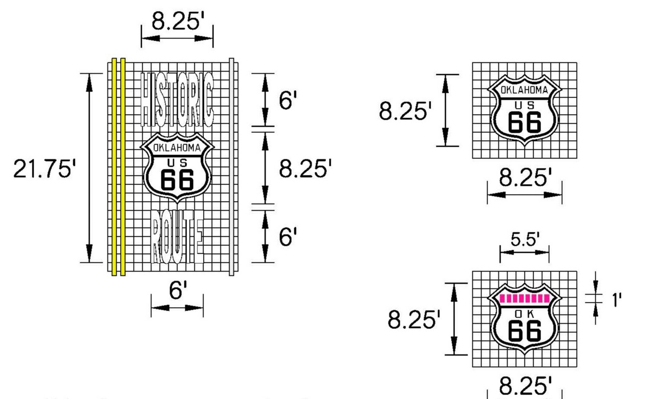 These new pavement marking designs will be made available to Oklahoma cities and counties with sections of state and federal highway within their jurisdiction along historic Route 66.  