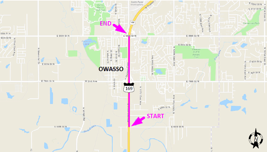 US-169 widening in Owasso project extents