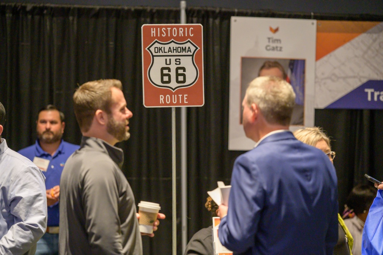 Historic Route 66 sign at the Transportation cabinet booth.