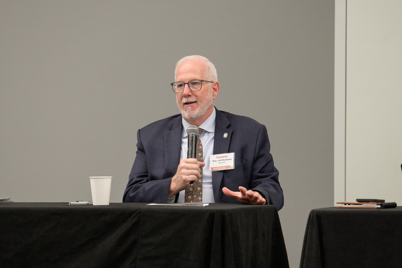 Rep. Jeff Boatman speaks during the legislative panel.